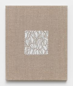 Elaine Reichek, Swatch, Marden, 2012, digital embroidery on linen, 12 x 10 inches, edition of 3