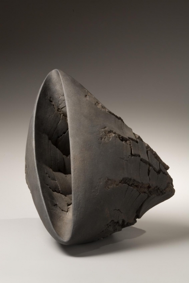Akiyama Yo, Untitled T-51, 2007, Stoneware with wood base, Japanese contemporary ceramics, Japanese sculpture