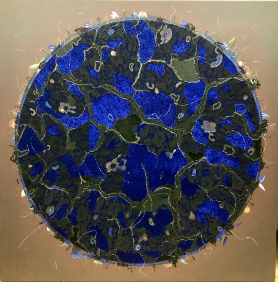 Jagannath Panda (b.1970) Earth’s Whisper - 1, 2018 Acrylic, Fabric, glue. 60h x 60w in