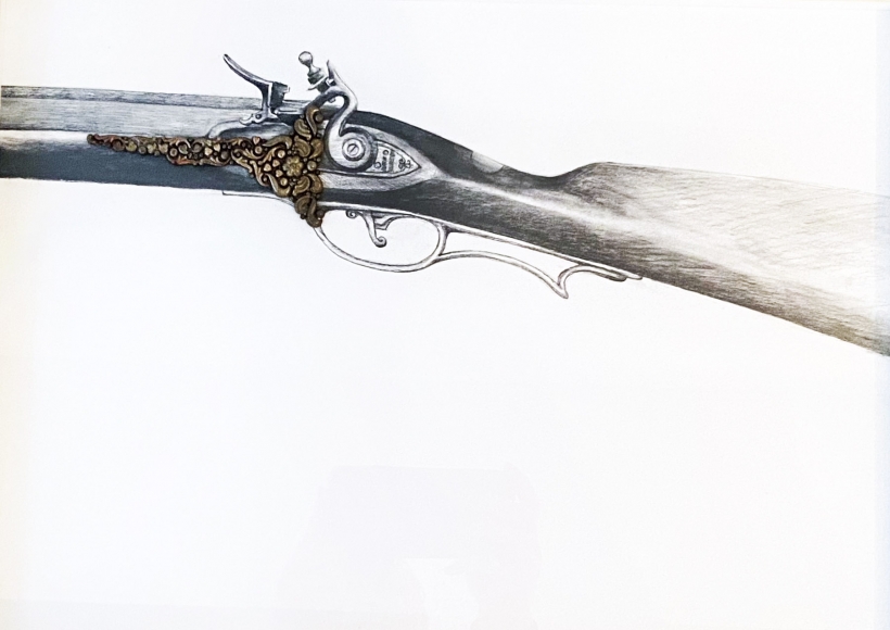 Promotesh Das Pulak Untitled (Beautiful way to die) (10) 2019 Drawing on paper, brass, copper 12 x 16 in.