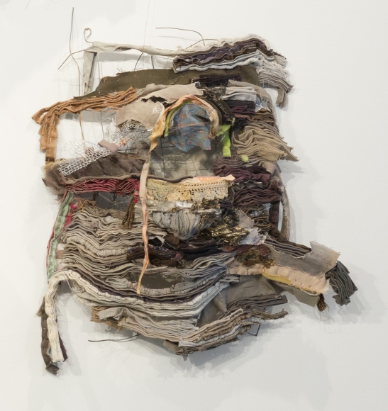Ruby Chishti Essence of Time IV 2020 Found crochet lace, embellishment, wire mesh, cloth scraps, metal 17h x 24w x 8d in