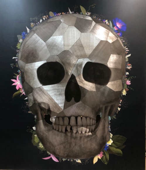 Jagannath Panda (b.1970) Substance of faith -ii, 2018 Acrylic, Fabric, glue. 90h x 78w in