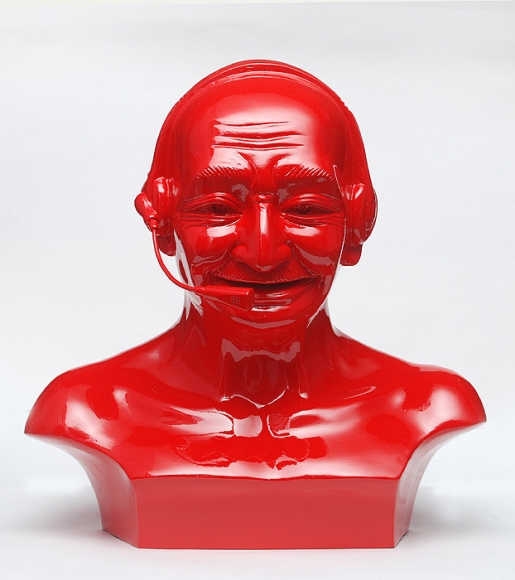 Debanjan Roy India Shining 11 (Gandhi bust with headphones) 2009 Fiberglass and automotive paint 13 x 13 x 8 in