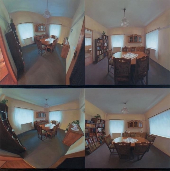 Abir Karmakar Four Angles, 2015 Oil on canvas 48.13h x 48.13w in