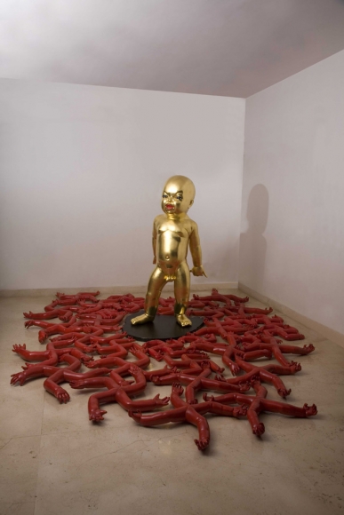 Chintan Upadhyay (b.1972) GOOD BAD AND UGLY, 2008 Fiberglass, wood, and acrylic 62h x 36w x 36.50d in