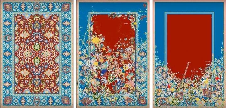 Saks Afridi Gravity Rug (Lenticular), 2016 Lenticular print 52h x 36w in Framed: 58.88h x 41.25w x 1.25d in