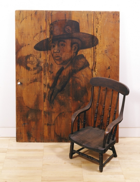 Cada Dia, 2004, Charcoal on wood, chair