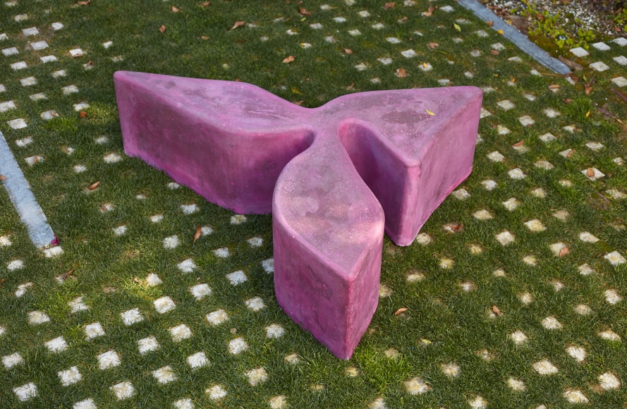 Sarah Crowner Concrete Sculpture, hot pink, 2019