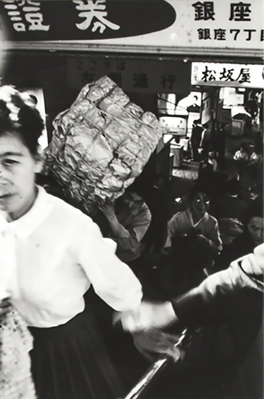 Jiro Takamatsu, ‘Package’ being carried up the stairs of Shimbashi Station during The 6th Mixer Plan., 1963