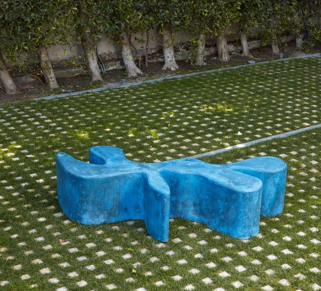 Sarah Crowner Concrete Sculpture, blue, 2019