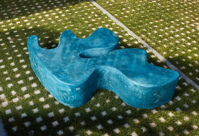 Sarah Crowner Concrete Sculpture, blue-green, 2019