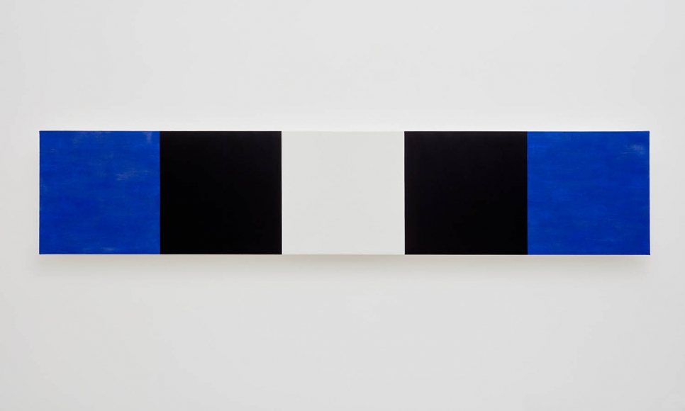 Mary Corse Untitled (Blue, Black, White, Beveled), 2010