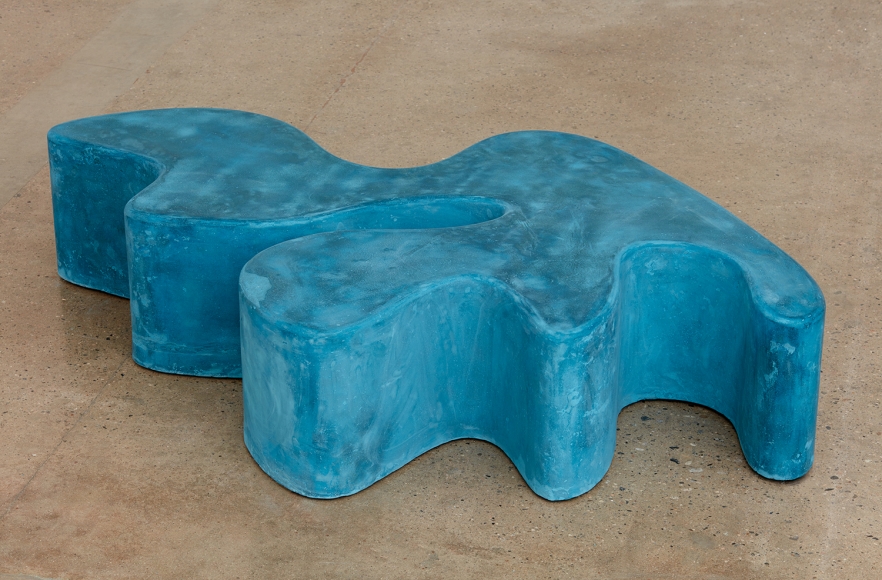Sarah Crowner Concrete Sculpture, blue-green, 2019