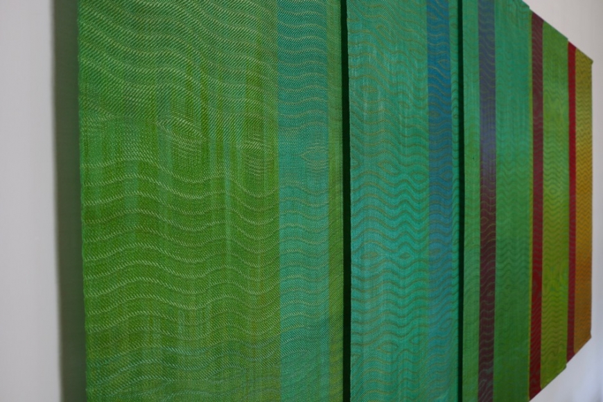 Debbie Barrett-Jones: Five Gradation with Green Handwoven Panels