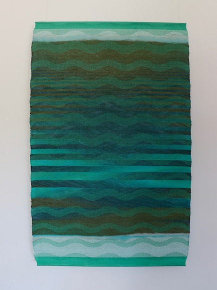 Debbie Barrett-Jones: Aqua-Brown-Navy Inlay #5 with Aqua