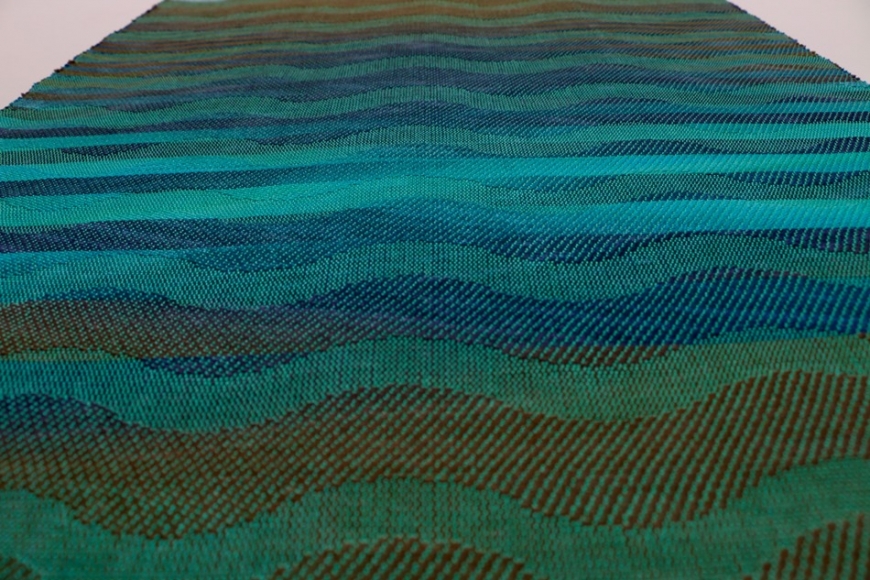 Debbie Barrett-Jones: Aqua-Brown-Navy Inlay #5 with Aqua (detail)