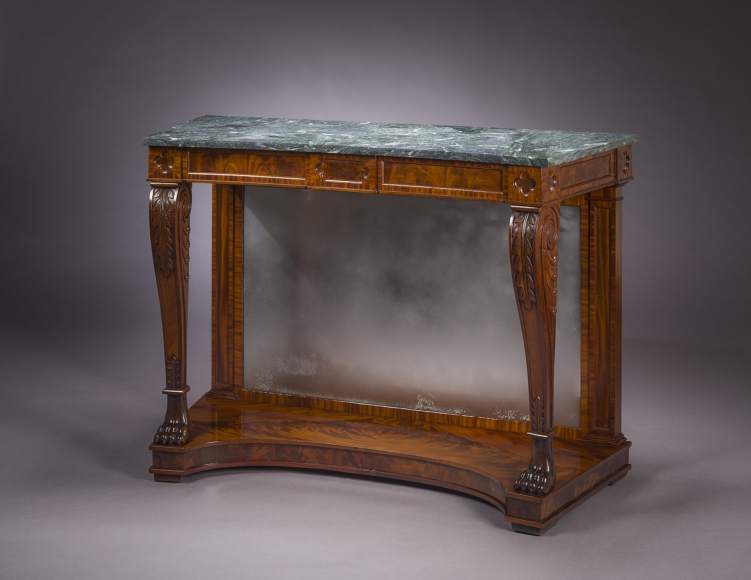 Pier Table, about 1818&ndash;20, Attributed to Thomas Seymour (1772&ndash;1848) working for James Barker (active together, 1817&ndash;19), or Isaac Vose &amp;amp; Son (active 1819&ndash;25), with Thomas Wightman (1759&ndash;1827) as carver (active in the Vose shop, 1815&ndash;25), Boston