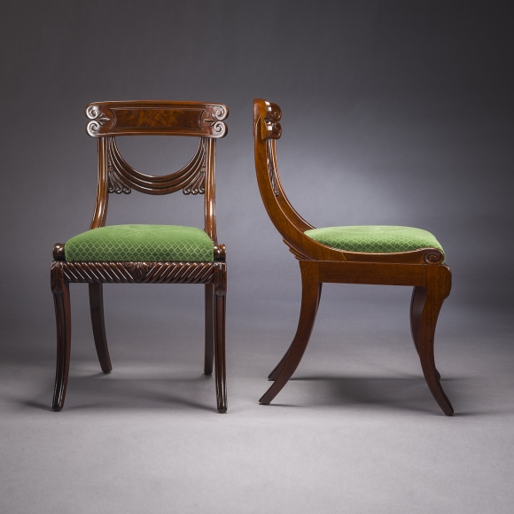 Set of Twelve Klismos-form Side Chairs, about 1822&ndash;24, Attributed to Isaac Vose &amp;amp; Son (active 1819&ndash;25), with Thomas Seymour &nbsp;(1772&ndash;1848) as foreman (active in the Vose Shop, 1819&ndash;25), Boston