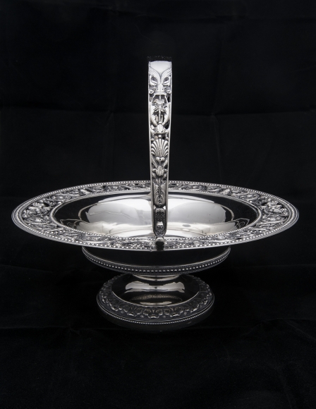 Round Cake Basket with Reticulated Border and Handle, Baldwin Gardiner (1791&ndash;1869), New York (active in New York, 1827&ndash;47)