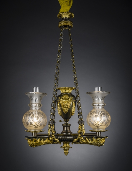 Two-light Argand Chandelier, about 1825, Johnston Brookes &amp;amp; Co., London (active 1814&ndash;35)
