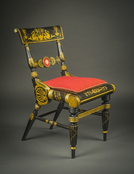 Painted Black and Gilded &ldquo;Fancy&rdquo; Side Chair, about 1830, Attributed to John (1777&ndash;1851) and Hugh (1781&ndash;1831) Finlay, Baltimore (active about 1800/01&ndash;30)