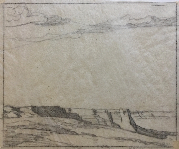 MAYNARD DIXON DESERT MESAS DRAWING