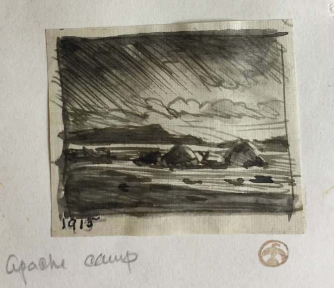 MAYNARD DIXON APACHE CAMP INK SKETCH