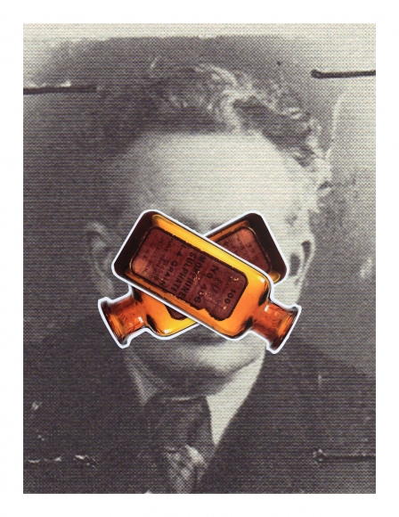 DG Krueger, collage, 2017, Vanishing Acts, Walter, morphine