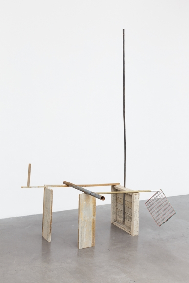 Abraham Cruzvillegas Chortling self portrait reading Lorenzo Meyer's "El espejismo democraÌtico" and listening to Gustav Mahler's Symphony No. 1 in D Major "Titan", 2014
