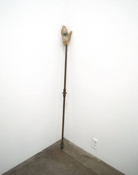 Barbara T. SmithHoly Squash, 1971Digital video transfer, altar berglass drawing and cast test tubes, bag with foam, spacing material in bag, plastic drop cloth with overspray, 3 foam sheets with overspray, 4 foam sheets, reliquary, sound, staff with berglass hand, old shoes used during production, miscellaneous items from production, shirt used during production, The Holy Squash and plastic casting of original offering owersDimensions variable 