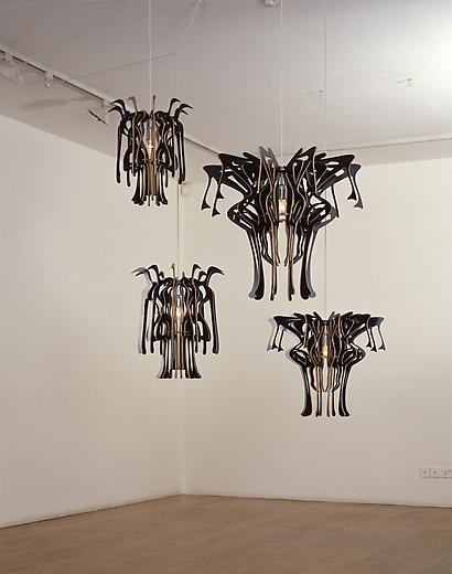 Untitled 2003 Set of six plywood lamps