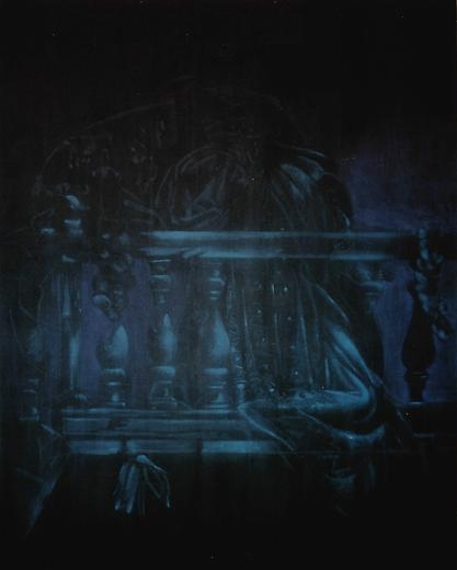 Balcony 1984 Ink and pastel on linen