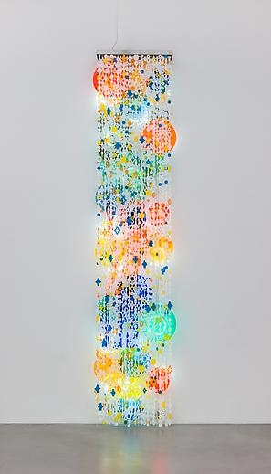 Untitled 2014 Acrylic, wire, fluorescent lights, weights