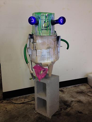 Untitled 2014 Wood, metal, bucket, spray paint, enamel, cinder block, light bulbs