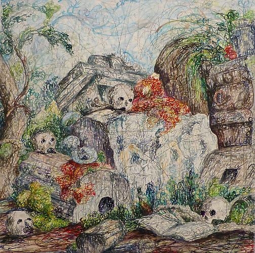 Kysa Johnson, blow up 173 - subatomic decay patterns after Piranesi's Ancient Altar (2012)