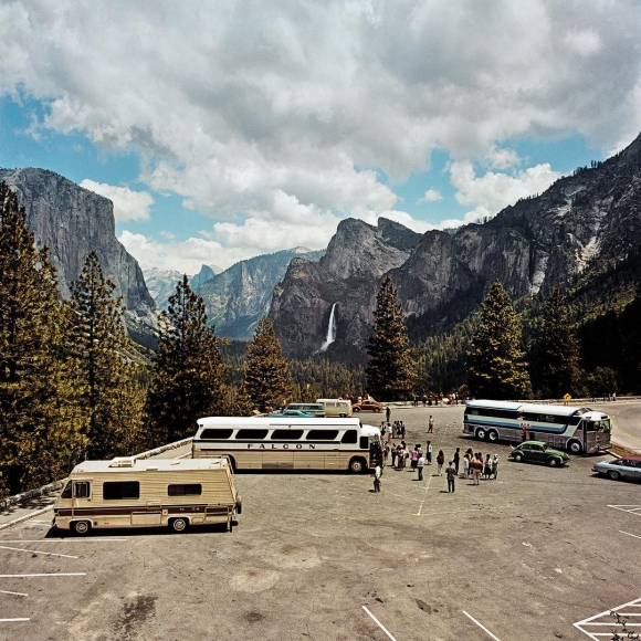 Tour Buses & Motorhome at Inspiration Point, Yosemite National Park, California