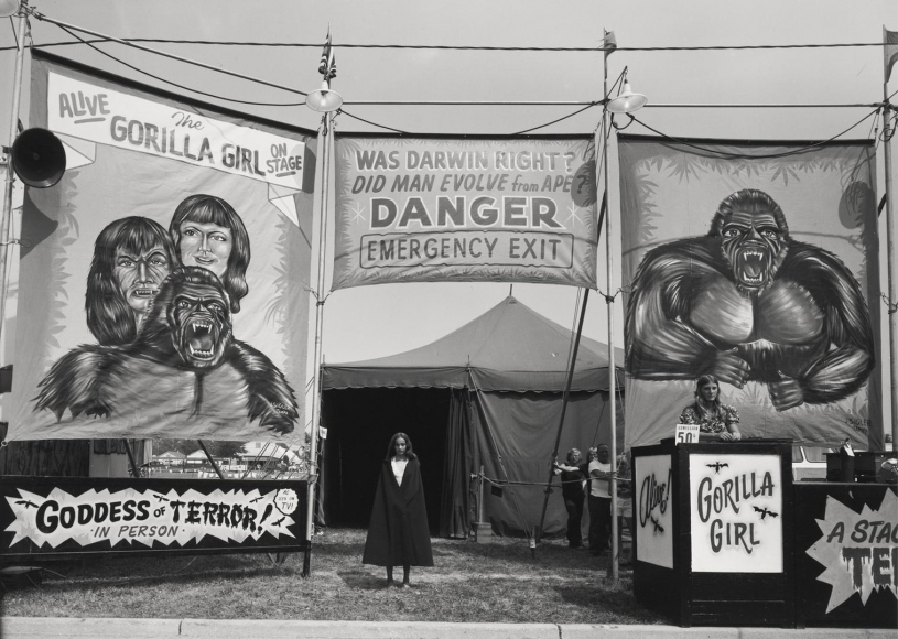 Count Nicholas' Gorilla Show, Gooding Amusements, Maumee, Ohio, 1974, vintage gelatin silver print