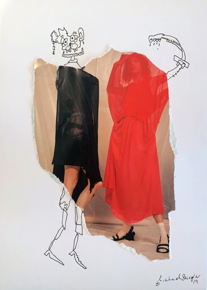 Michael Stiegler Red and Black Dress, 2019 art from the exhibition on Bowery at Lone Goat Gallery