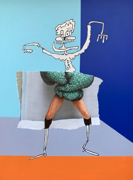 Michael Stiegler Behind The Bush, 2019 art from the exhibition on Bowery at Lone Goat Gallery
