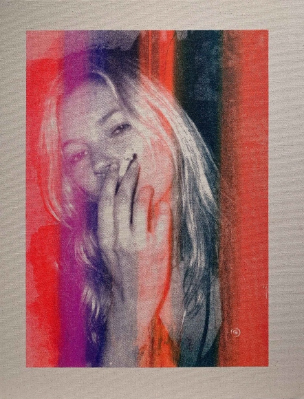 Michael Stiegler Kate Moss Rainbow, 2019 art from the exhibition on Bowery at Lone Goat Gallery