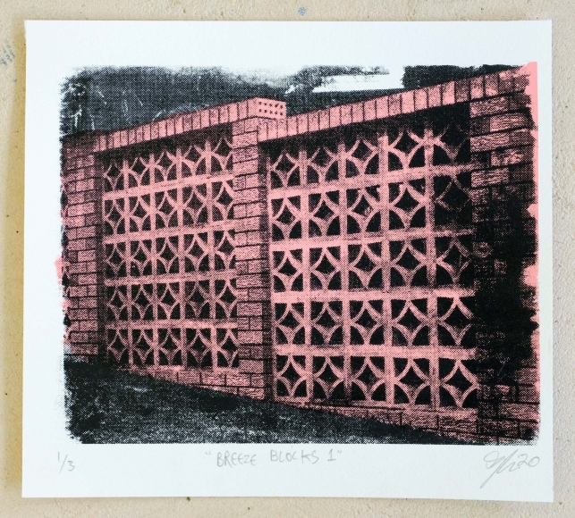 Jacob Boylan Breeze Blocks 1, 2020 Silk Screen on Paper 25h x 28w cm