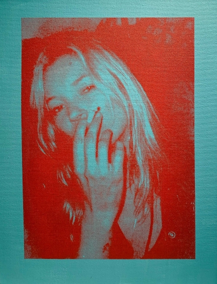 Michael Stiegler Kate Moss Blue, 2019 art from the exhibition on Bowery at Lone Goat Gallery