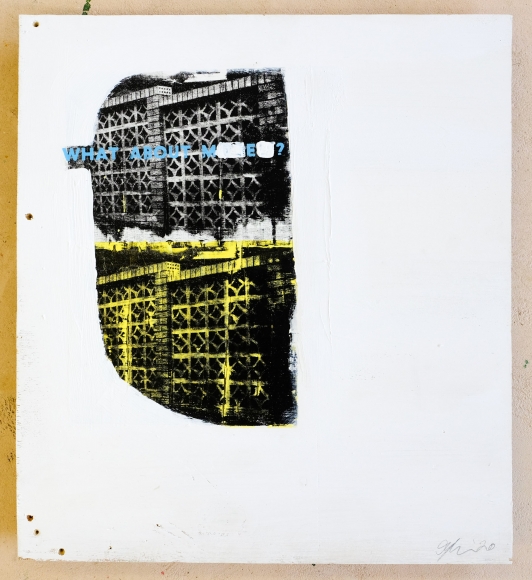 Jacob Boylan What About Me, 2020 Silk Screen on Ply Wood 61h x 55w cm