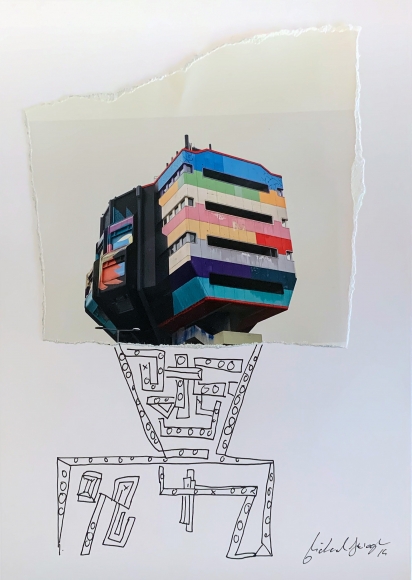 Michael Stiegler Lego House, 2019 art from the exhibition on Bowery at Lone Goat Gallery