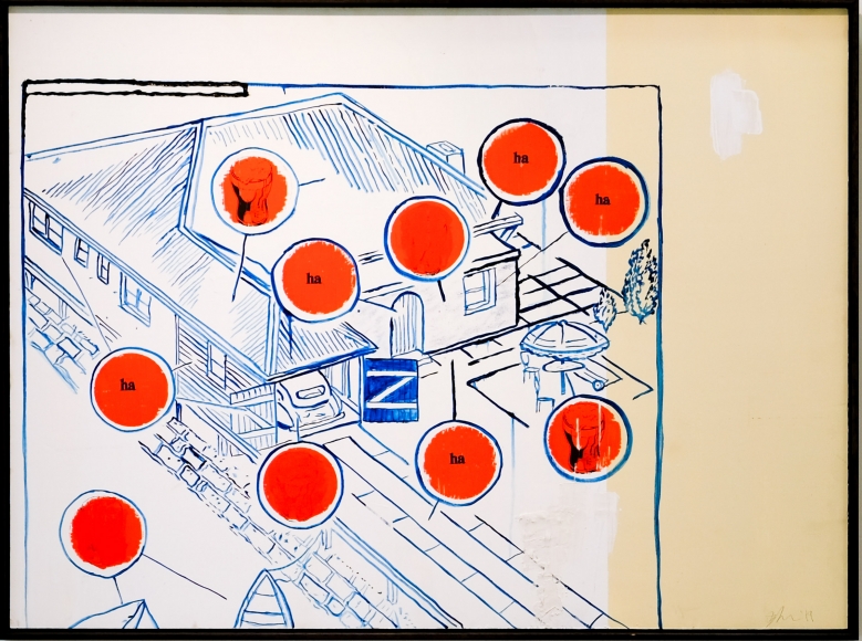 Jacob Boylan Deluxe Home, 2020 Silicon, acrylic house paint & collage on plywood 90h x 121w cm