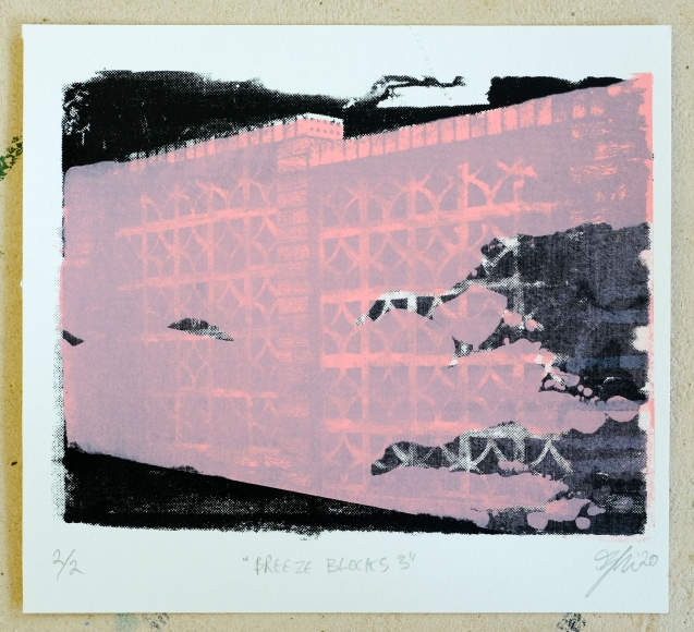 Jacob Boylan Breeze Blocks 3, 2020 Silk Screen on Paper 25h x 28w cm