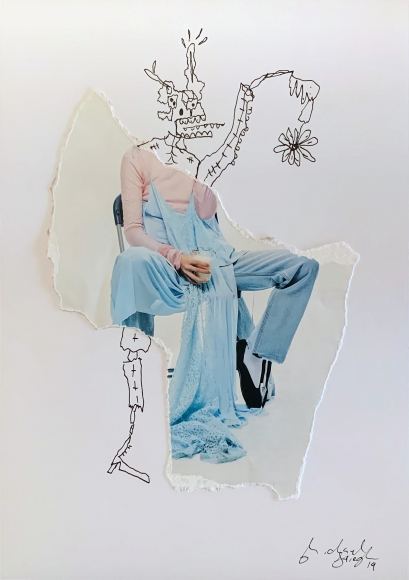 Michael Stiegler Blue Flowers, 2019 art from the exhibition on Bowery at Lone Goat Gallery