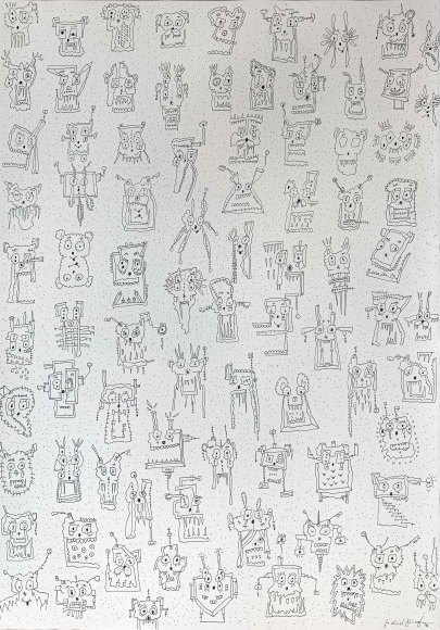 Michael Stiegler Faces - White, 2019 art from the exhibition on Bowery at Lone Goat Gallery