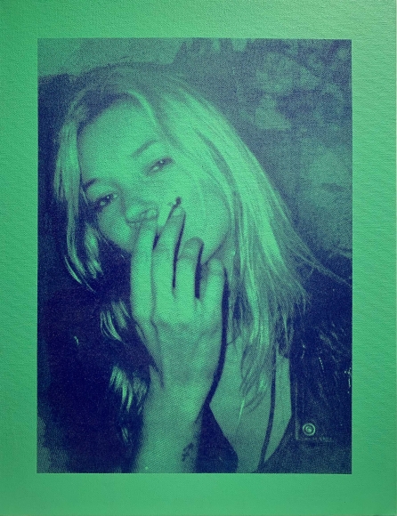Michael Stiegler Kate Moss Green, 2019 art from the exhibition on Bowery at Lone Goat Gallery