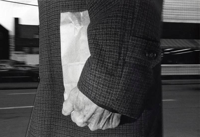  Man and Bag, December 1974, 	16 x 20 inch vintage gelatin silver print